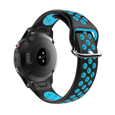 Ремінець для Garmin QuickFit 22 Nike-Style Silicone Band Black/Blue (QF22-NSSB-BKBL)