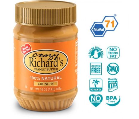 Арахісова паста Crazy Richard's Crunchy Natural, 454 грам (без солі та цукру). США