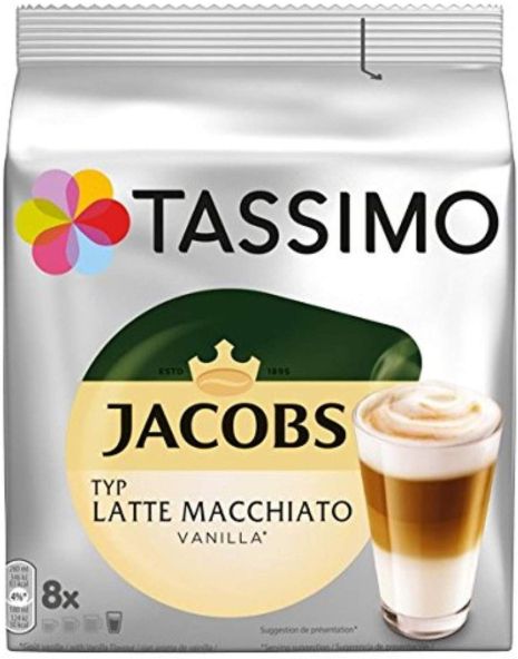 Кава в капсулах Tassimo Jacobs Latte Macchiato Vanilla 16 капсул (8 порц.) Німеччина (Тассімо), 268г