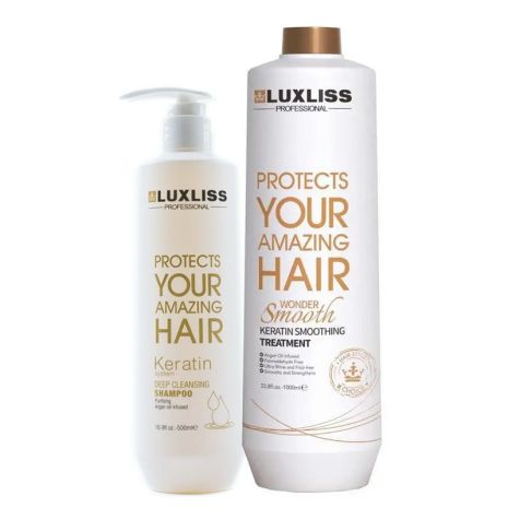 Luxliss Wonder Smooth Keratin Smoothing Treatment Набір для кератинового випрямлення пошкодженого волосся 30+50 мл (розлив)