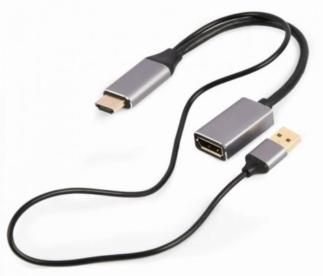 Перехідник Cablexpert HDMI - DisplayPort (M/F), 0,1 м, Чорний/Сірий (A-HDMIM-DPF-02)