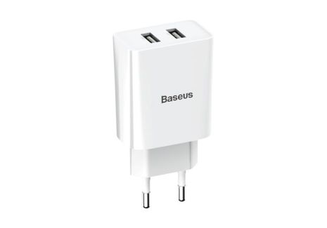 Зарядний пристрій Baseus 2 USB 10.5W 2A CCFS-R White