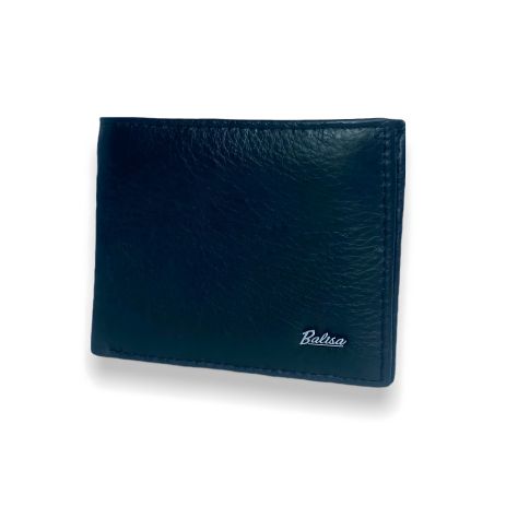 Чоловічий гаманець-портмоне, шкіряний, три відділення для купюр, чорний