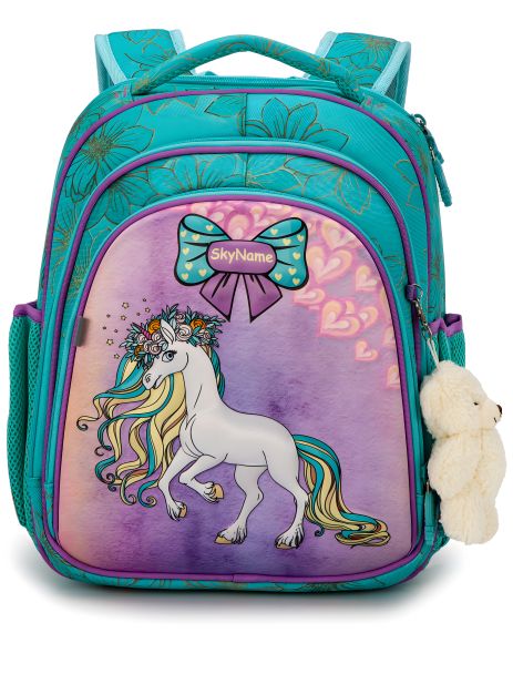 Жёсткий ранец для девочки младших классов Sky Name, бирюзовый Жёсткий ранец для девочки младших классов Sky Name, бирюзовый