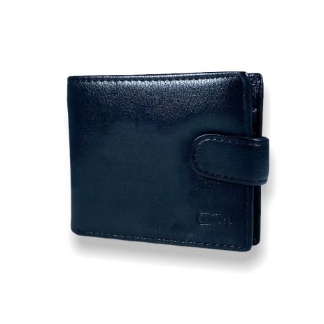 Чоловічий шкіряний гаманець з двома відділами для купюр, чорний