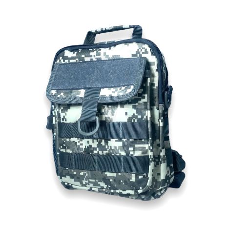 Мужская сумка-слинг на два отдела с фронтальными карманами, пиксель серый Мужская сумка-слинг на два отдела с фронтальными карманами, пиксель серый