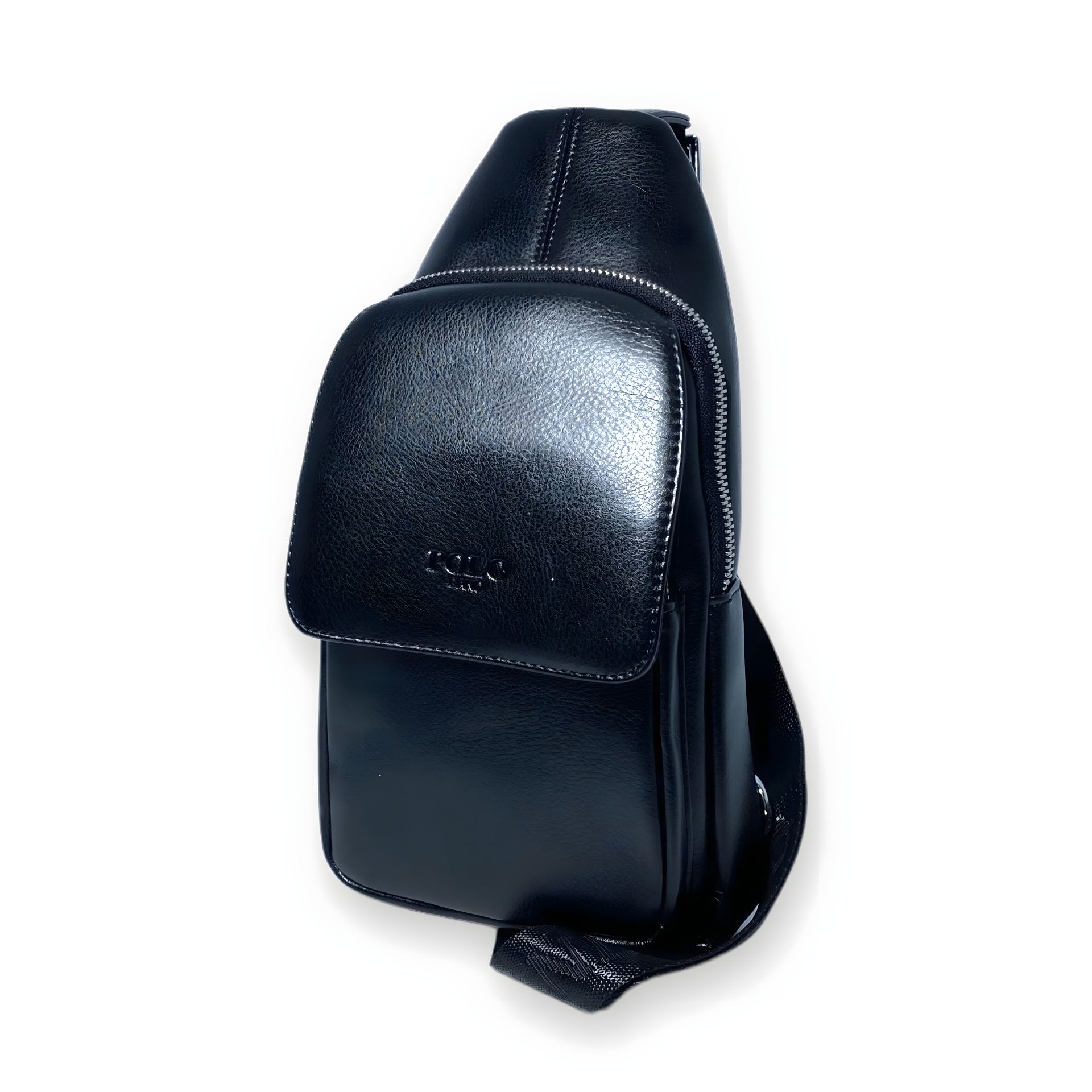 Чоловіча сумка-слінг із штучної шкіри, відділ один, кишеня під клапаном Чоловіча сумка-слінг із штучної шкіри, відділ один, кишеня під клапаном