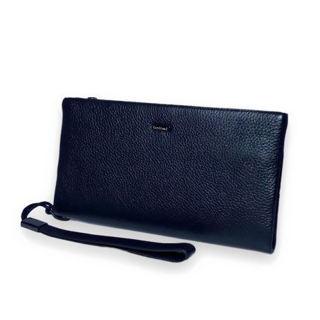 Жіночий елегантний гаманець, шкіряний, чорний колір, 4 відділення для купюр