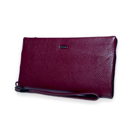 Жіночий гаманець з натуральної шкіри, внутрішні відділи на блискавці, колір бургунді