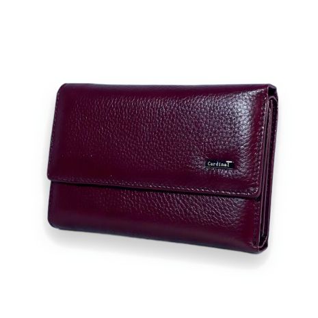 Бордовий жіночий шкіряний гаманець, 2 відділення для купюр