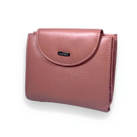 Розовый кошелек из натуральной кожи с 2 отделами для женщин