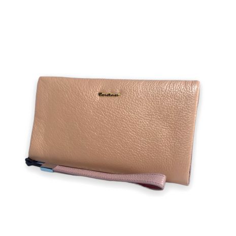 Женский кожаный кошелек персикового цвета, с застежкой на молнии Женский кожаный кошелек персикового цвета, с застежкой на молнии