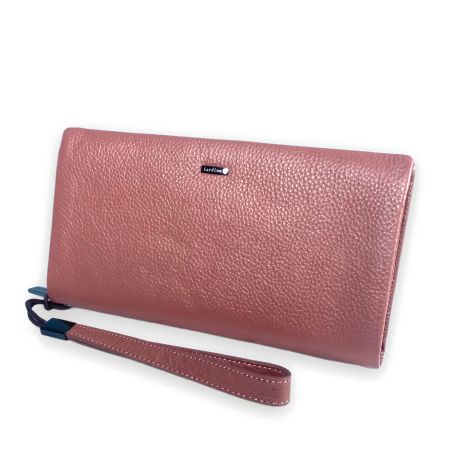 Классический женский кошелек из кожи с молнией, розовый Классический женский кошелек из кожи с молнией, розовый