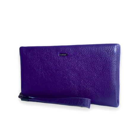 Женский кожаный кошелек, фиолетовый, на молнии