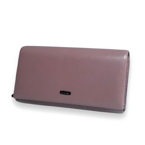 Жіночий шкіряний гаманець з пудрового кольору з 3 відділами для купюр