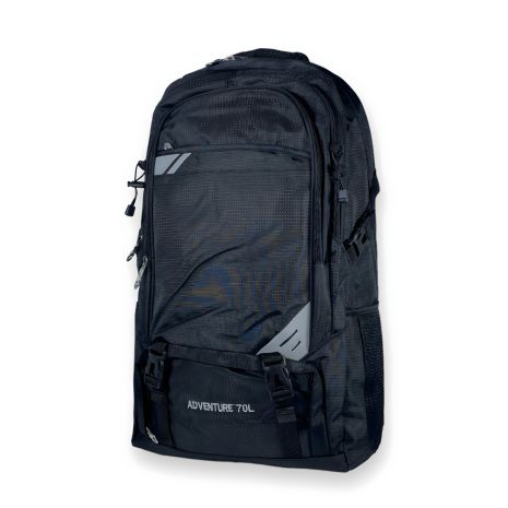 Туристический рюкзак, полиэстер, 50 л, два отделения, три фронтальных кармана, черный