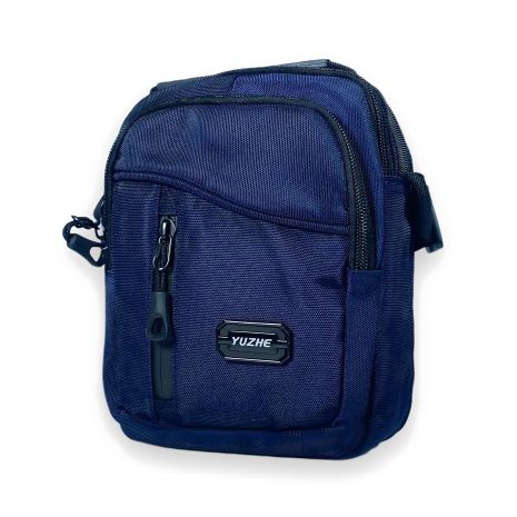 Сумка через плечо, полиэстер, два отдела, внутренний карман, наружные карманы, размер: 20*15*7 см, синего цвета