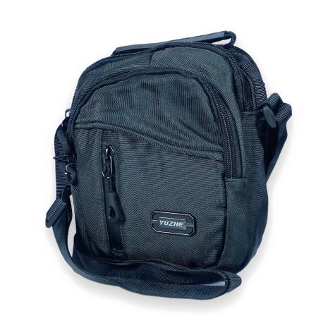 Плечевая сумка из полиэстера с двумя отделами, темно-серая, 20x15x7 см