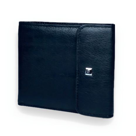 Мужской кожаный кошелек с кнопочной фиксацией