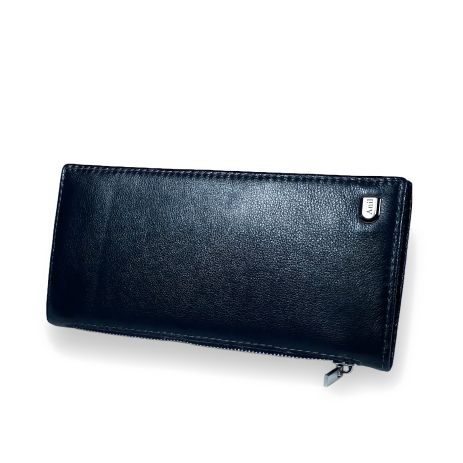 Мужской кожаный кошелек с 6 отделами для купюр, черный