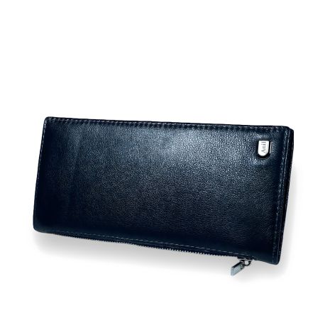 Шкіряний чоловічий гаманець з 6 відділами для купюр, чорний