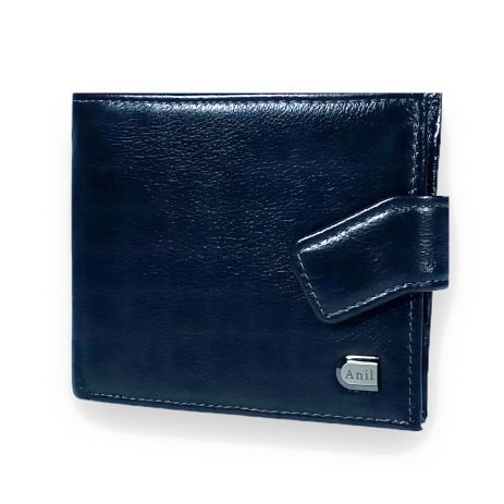 Шкіряний чоловічий гаманець компактного розміру, чорний Шкіряний чоловічий гаманець компактного розміру, чорний