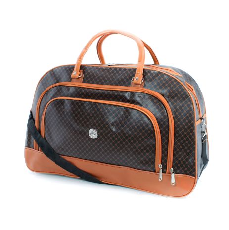 Дорожній саквояж, один відділ, 35 л, коричневий, принт 3