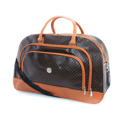 Дорожній саквояж, один відділ, 35 л, коричневий, принт 3