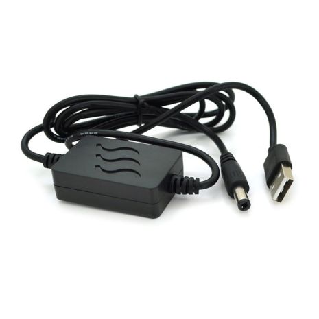 Кабель для роутера 5.5/2.1mm(M)=> USB2.0 (Input: 5V/Out:12V), 1м, Black, OEM (29943/29943)