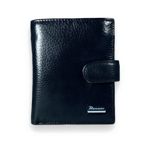 Мужской кожаный кошелек с двумя отделами для купюр, черного цвета