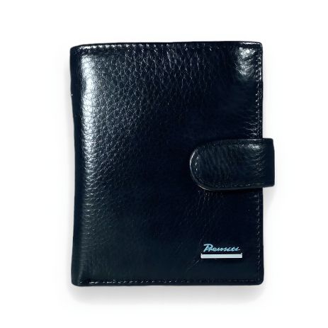 Мужской кожаный кошелек с двумя отделами для купюр, черного цвета