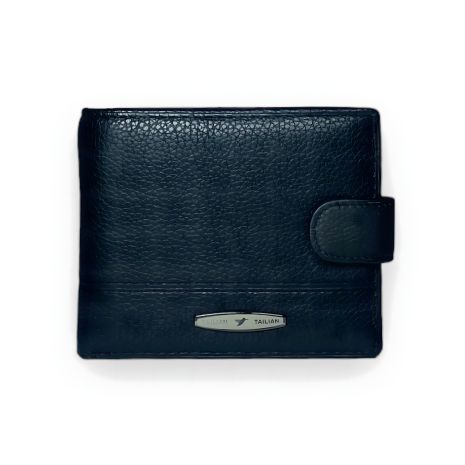Чоловічий гаманець, натуральна шкіра, два відділи для купюр, чорний