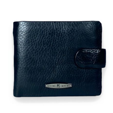 Современный мужской кошелек из натуральной чёрной кожи