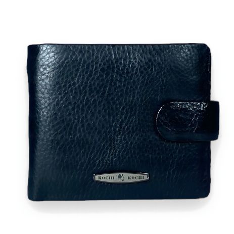 Современный мужской кошелек из натуральной чёрной кожи