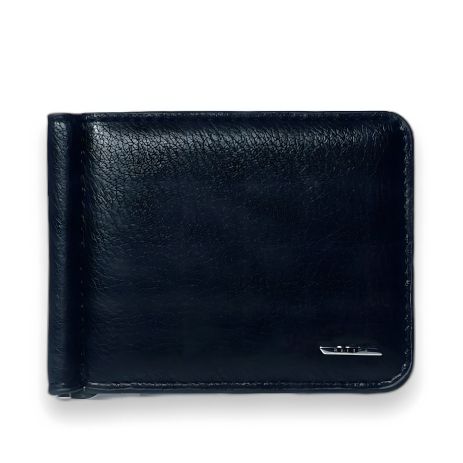 Затискач для купюр, чорний, екошкіра, одне відділення