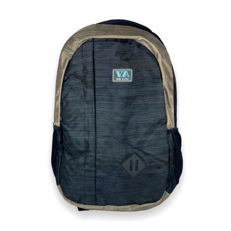 Рюкзак міський, 27 л, два відділення, фронтальна кишеня, кишені-сітки, чорний з бежевим