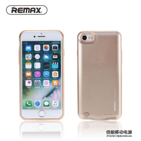 АРХІВ ВИДАЛИТИ Повербанк Remax Energy jacket with case for iphone7 2400 mAh Gold