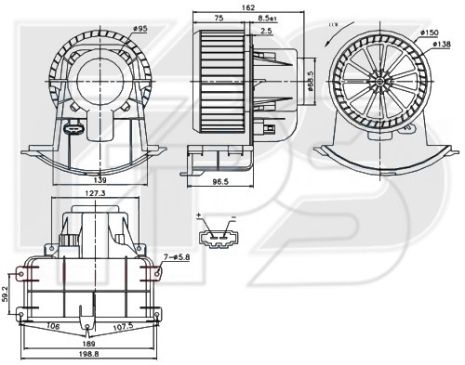 Вентилятор салону Volkswagen T5 (Transporter) Transporter - 7E1 819 021 A (FPS)