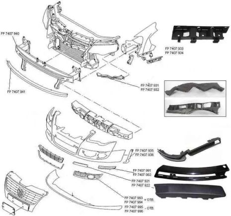 Кріплення бампера VW Passat B6 05-10, лівий, вертикальний (FPS) 3C0807177