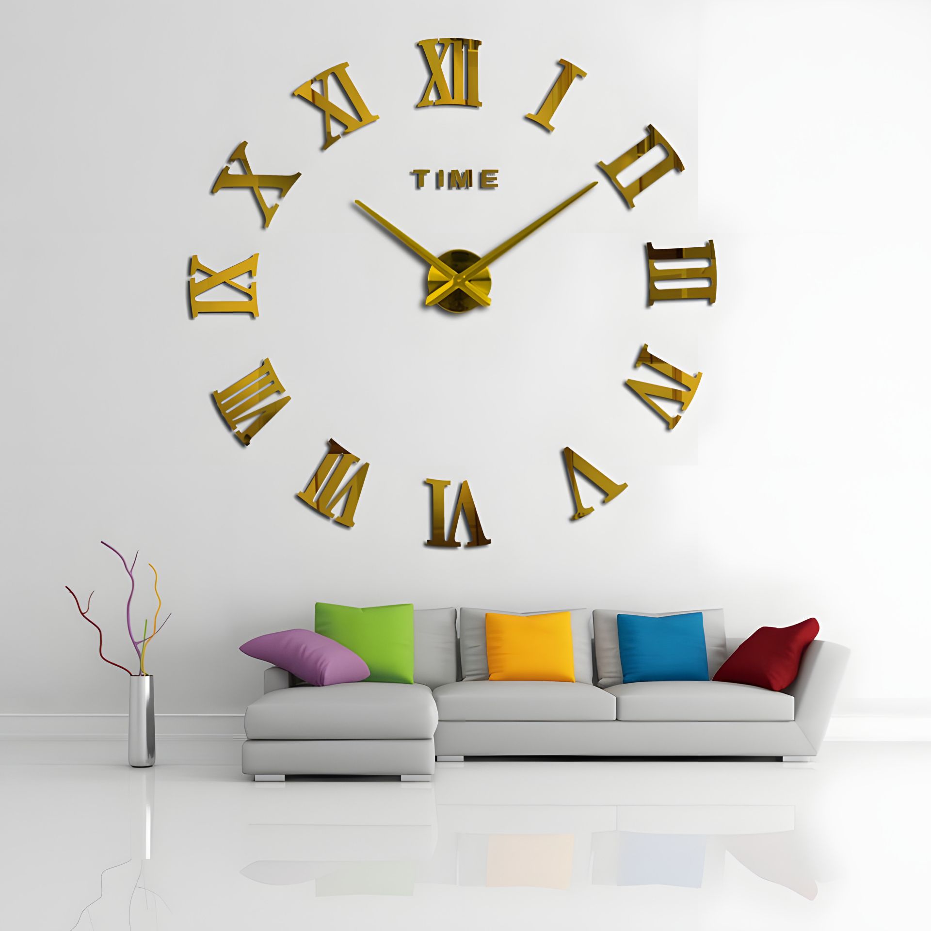 Timelike™ 3D годинник великий настінний 100 см Римські-B золотистий Timelike™ 3D годинник великий настінний 100 см Римські-B золотистий