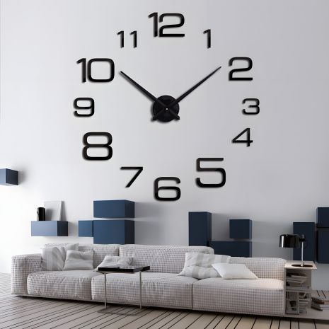 3D часы 100 см Timelike™ настенные большие Арабские3-B черные 3D часы 100 см Timelike™ настенные большие Арабские3-B черные