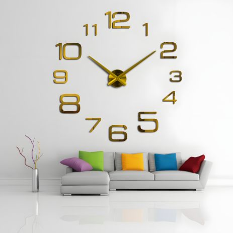Настінний 3D годинник Timelike™ 100 см великий Арабські цифри золотий