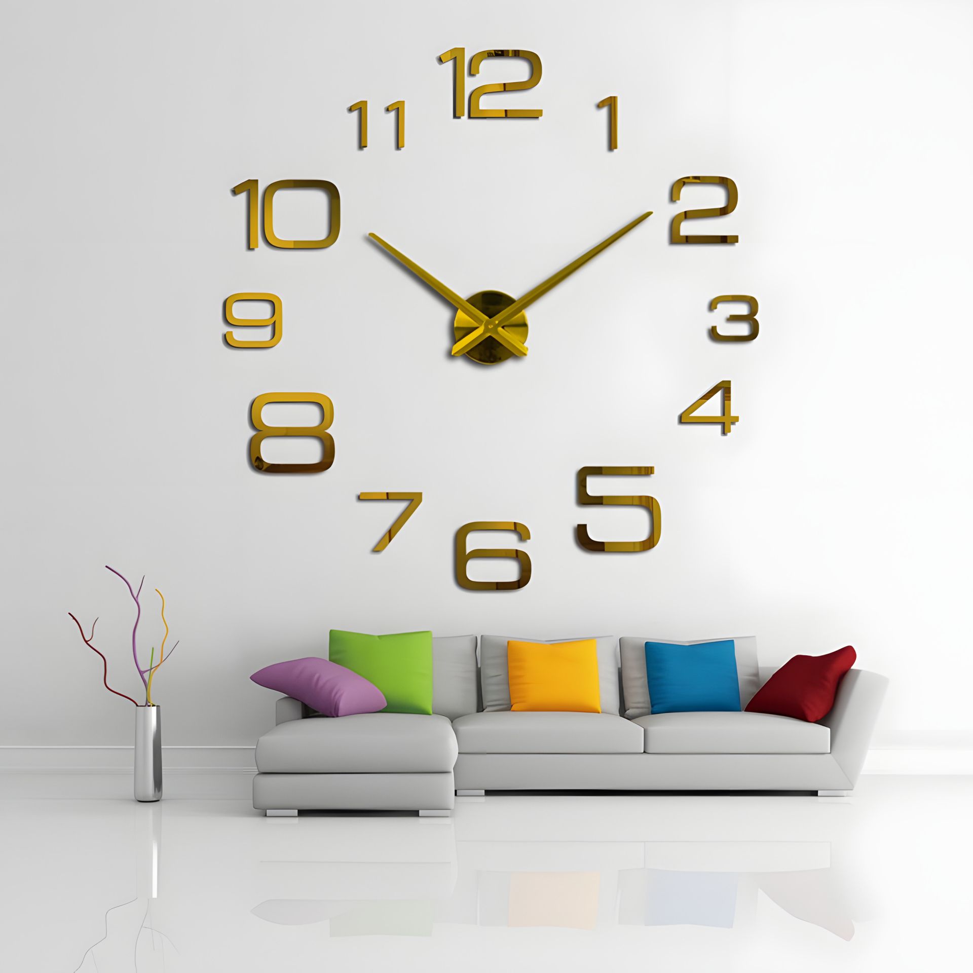 Настінний 3D годинник Timelike™ 100 см великий Арабські цифри золотистий Настінний 3D годинник Timelike™ 100 см великий Арабські цифри золотистий