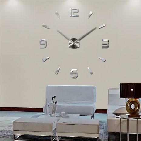 Timelike™ 3D годинник настінний великий (100 см) сріблястий Арабські2-G