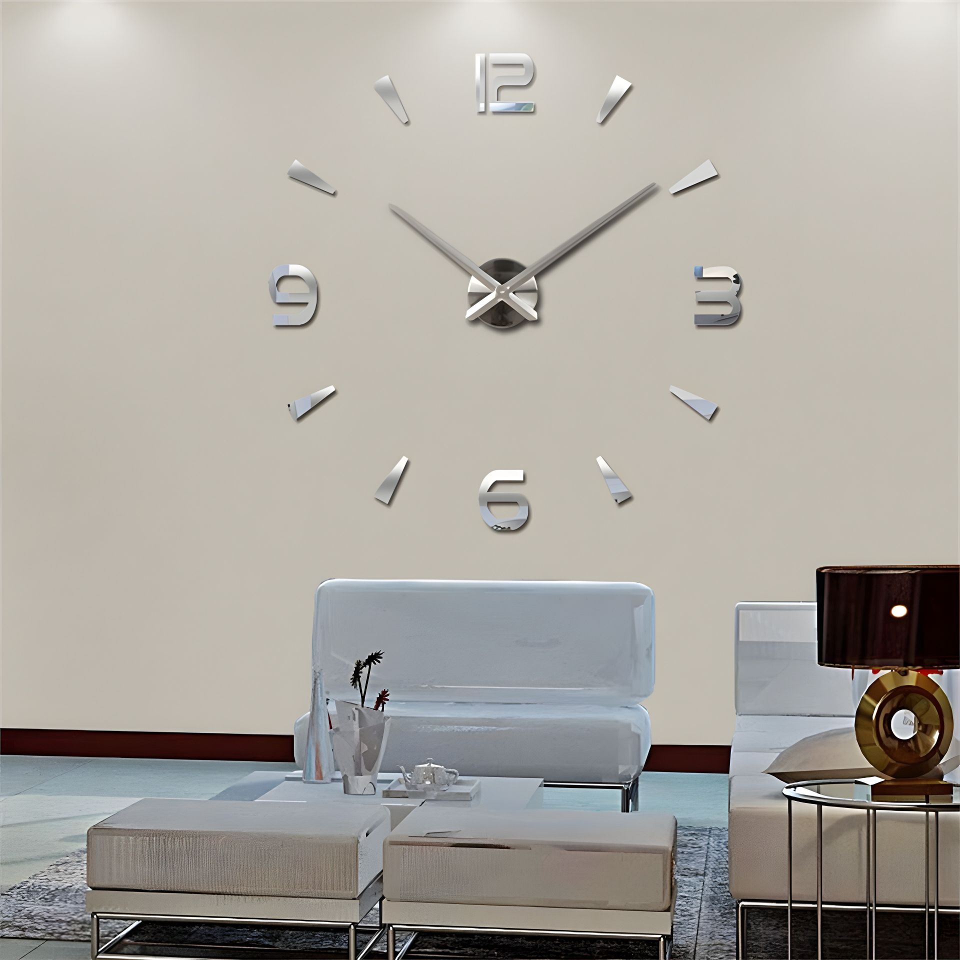 Большие 3D настенные часы 100 см Timelike™ Арабские2-B серебристые Большие 3D настенные часы 100 см Timelike™ Арабские2-B серебристые