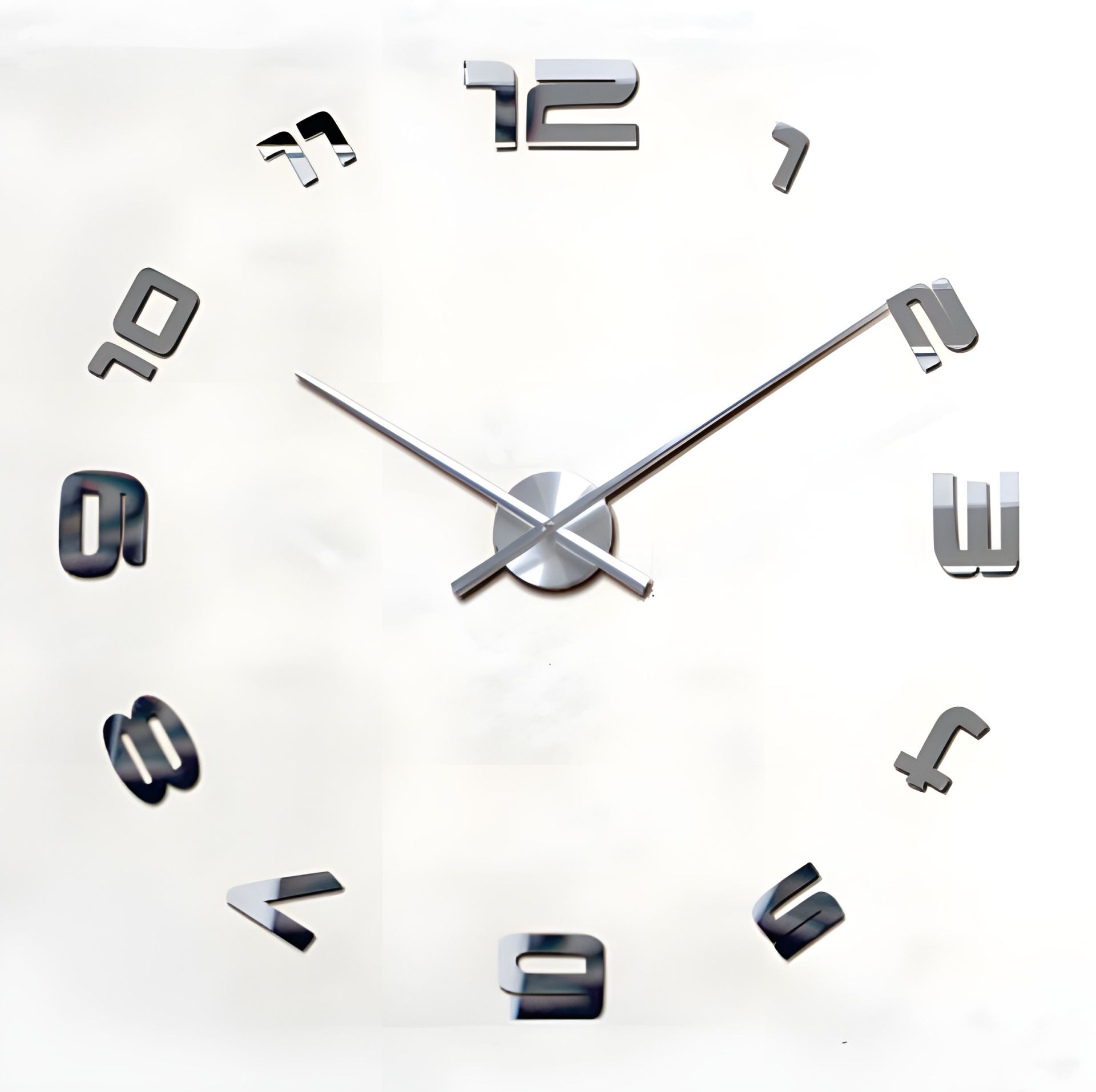 Настенные 3D часы 130 см NC (Чехия) Арабские-S зеркальные большие серебристые Настенные 3D часы 130 см NC (Чехия) Арабские-S зеркальные большие серебристые