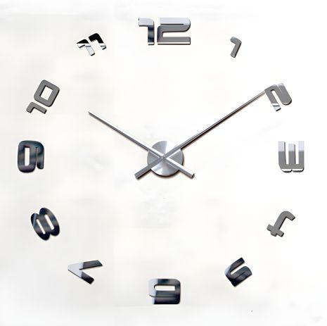 Настенные 3D часы 130 см NC (Чехия) Арабские-S зеркальные большие серебристые