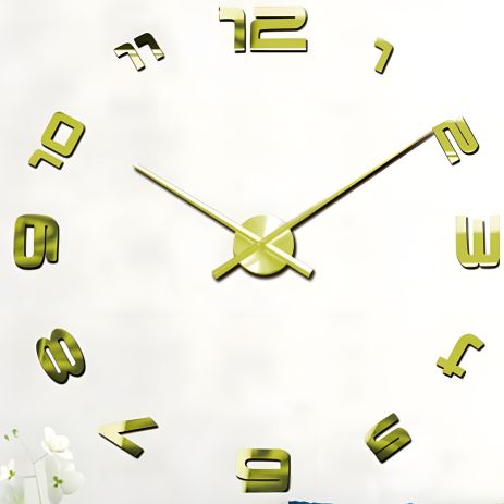 3D Настінний годинник 130 см NC (Чехія) Арабські-B великий золотистий - TimeDecor