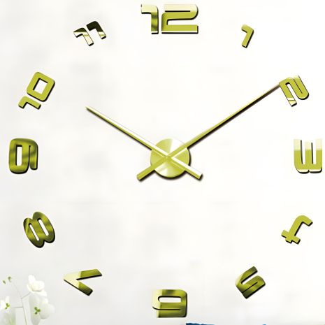 Настенные 3D часы 130 см NC (Чехия) Арабские-S зеркальные большие золотистые