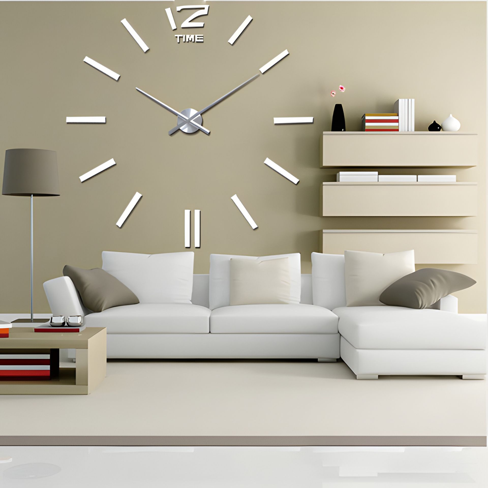 3D часы 100 см Timelike™ настенные большие Палочки-R белые 3D часы 100 см Timelike™ настенные большие Палочки-R белые